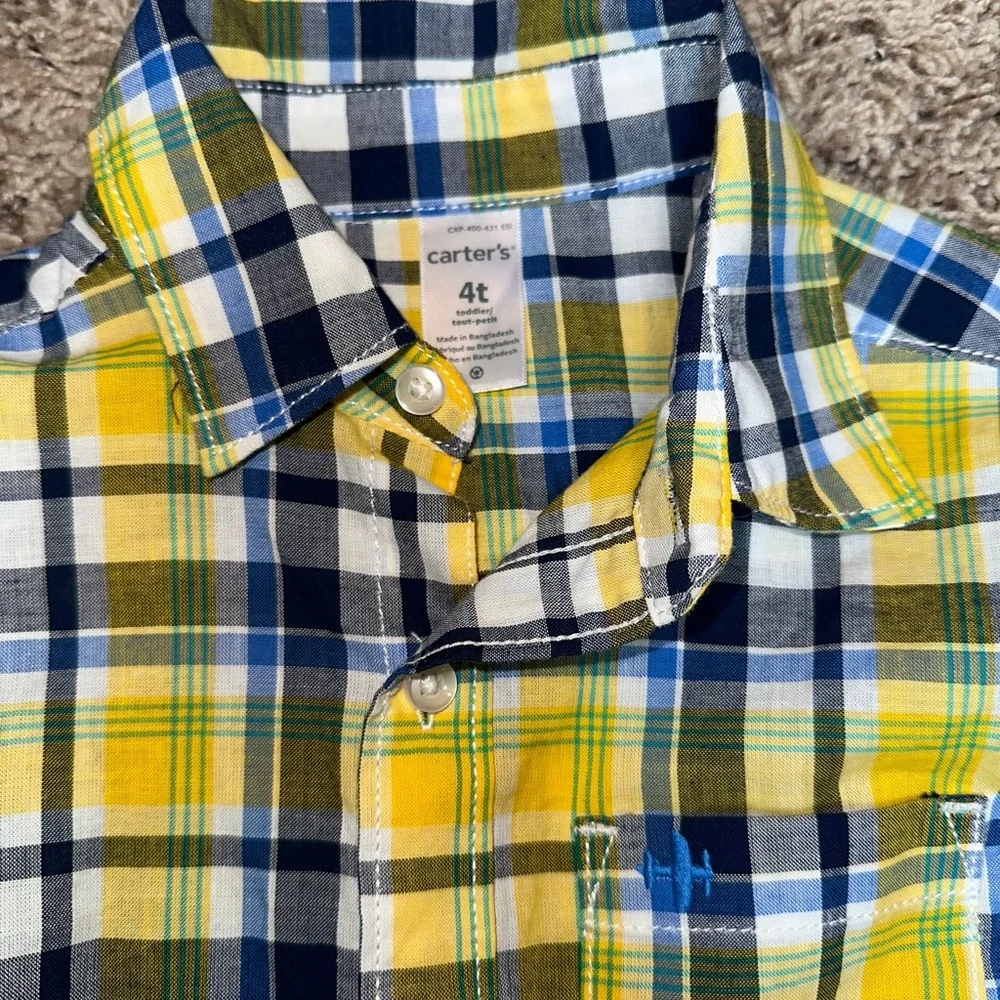 Carter’s Button Down Plaid Long Sleeve Shirt 4T 4 Boys